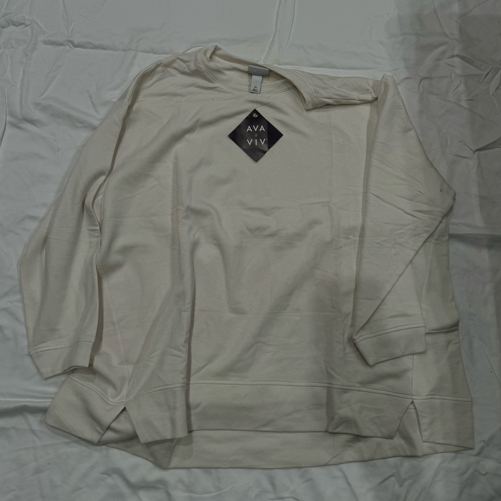 NEW cream color stretchy crew neck sweater